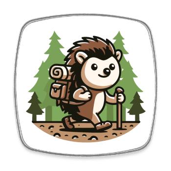 Trail Trekker: The Hiking Hedgehog - Square fridge magnet - white - Front