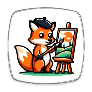 Palette Prowler: Der künstlerische Fuchs - Viereckiger Kühlschrankmagnet - Weiß - Vorne