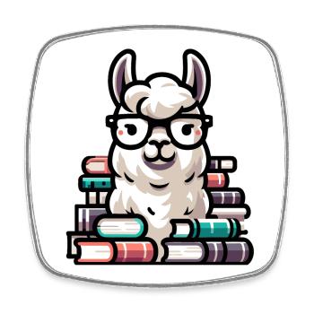 Bücherwurm Lama: Das literarische Alpaka - Viereckiger Kühlschrankmagnet - Weiß - Vorne