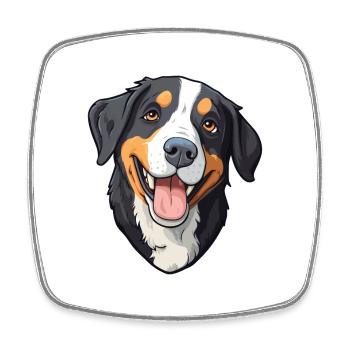 Greater Swiss Mountain Dog Breed Watercolor Cartoo - Square fridge magnet - white - Front