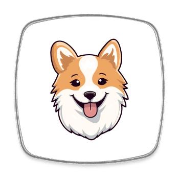 Isländischer Schäferhund Hund Rasse Aquarell Karikatur Ka - Viereckiger Kühlschrankmagnet - Weiß - Vorne
