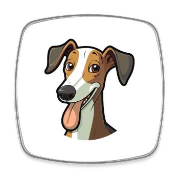 Greyhound Dog Breed Watercolor Cartoon Kawaii Clip - Square fridge magnet - white - Front