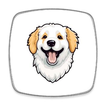 Kuvaszok chien race aquarelle dessin animé Kawaii Clipa - Magnet carré - blanc - Devant