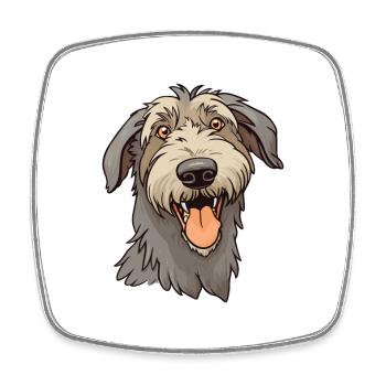 Irish Wolfhound Dog Breed Watercolor Cartoon Kawai - Square fridge magnet - white - Front