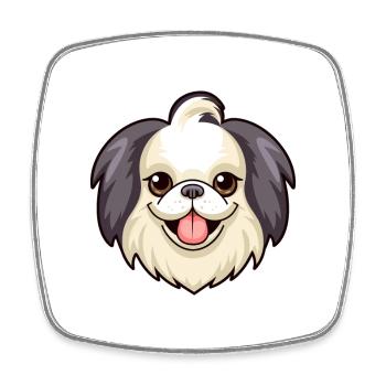 Japanese Chin Dog Breed Watercolor Cartoon Kawaii - Square fridge magnet - white - Front