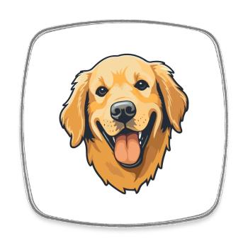 Golden Retriever Dog Breed Watercolor Cartoon Kawa - Square fridge magnet - white - Front