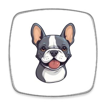 Bouledogue Français race chien aquarelle dessin animé Kawaii - Magnet carré - blanc - Devant