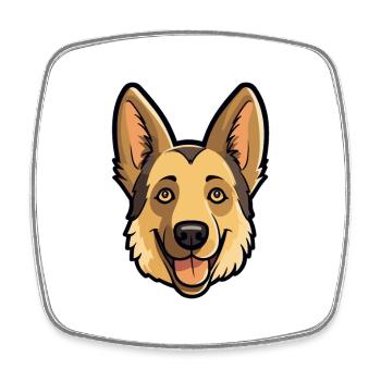 German Shepherd Dog Breed Watercolor Cartoon Kawai - Square fridge magnet - white - Front