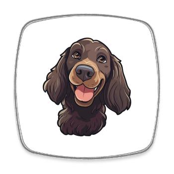 Field Spaniel Dog Breed Watercolor Cartoon Kawaii - Square fridge magnet - white - Front