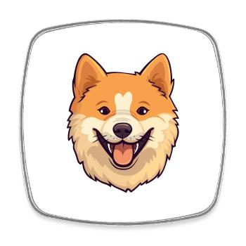 Finnischer Spitz Hunderasse Aquarell Karikatur Kawaii - Viereckiger Kühlschrankmagnet - Weiß - Vorne