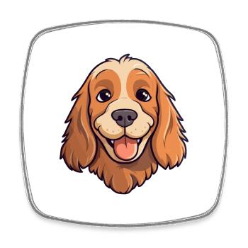 English Cocker Spaniel Dog Breed Watercolor Cartoo - Square fridge magnet - white - Front
