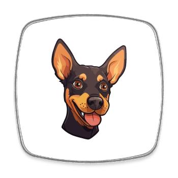 German Pinscher Dog Breed Watercolor Cartoon Kawai - Square fridge magnet - white - Front