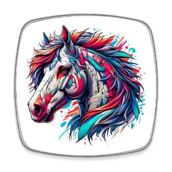 Cheval - Magnet carré - blanc - Devant