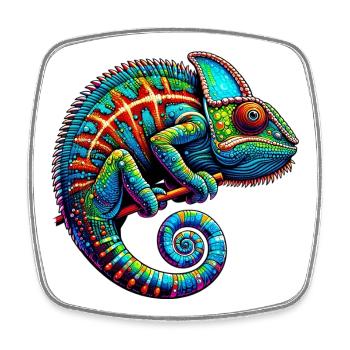 Chameleon - Square fridge magnet - white - Front