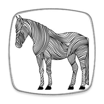 Lines art horse #horse - Square fridge magnet - white - Front