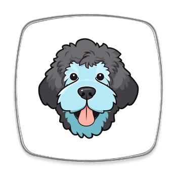 Spanischer Wasserhund Rasse Aquarell Karikatur Kawaii - Viereckiger Kühlschrankmagnet - Weiß - Vorne