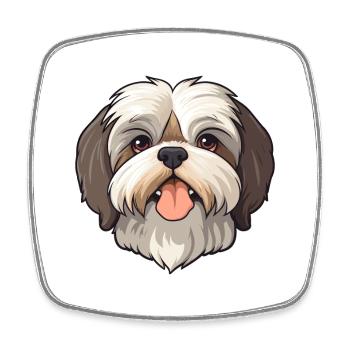Shih Tzu chien race aquarelle dessin animé Kawaii Clipa - Magnet carré - blanc - Devant