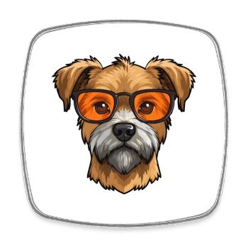 Border Terrier chien race aquarelle dessin animé Kawaii - Magnet carré - blanc - Devant