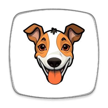 Glatte Foxterrier-Hunderasse Aquarell-Karikatur Ka - Viereckiger Kühlschrankmagnet - Weiß - Vorne