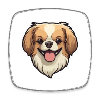 Tibetan Spaniel Dog Breed Watercolor Cartoon Kawai - Square fridge magnet - white - Front