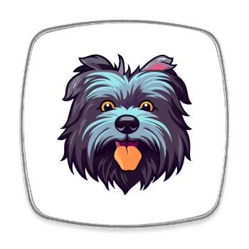 Skye Terrier chien race aquarelle dessin animé Kawaii C - Magnet carré - blanc - Devant