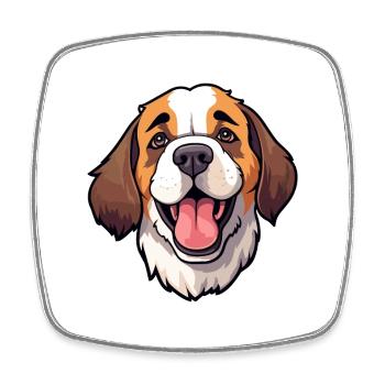 St Bernard Dog Breed Watercolor Cartoon Kawaii Cli - Square fridge magnet - white - Front