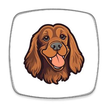 Sussex Épagneul chien race aquarelle dessin animé Kawaii - Magnet carré - blanc - Devant