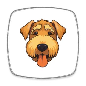 Welsh Terrier Dog Breed Watercolor Cartoon Kawaii - Square fridge magnet - white - Front