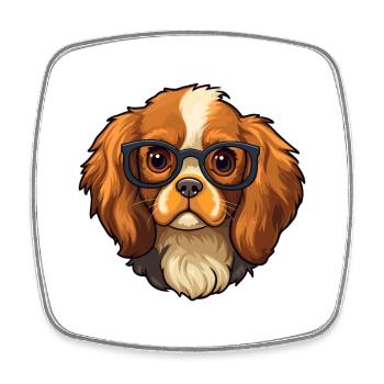 Cavalier King Charles Spaniel chien race aquarelle - Magnet carré - blanc - Devant