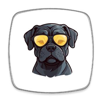 Cane Corso Dog Breed Watercolor Cartoon Kawaii Gla - Square fridge magnet - white - Front