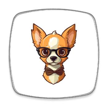 Chihuahua Dog Breed Watercolor Cartoon Kawaii Glas - Square fridge magnet - white - Front