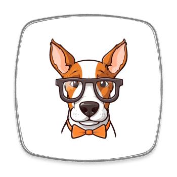 Bull Terrier chien race aquarelle dessin animé Kawaii G - Magnet carré - blanc - Devant