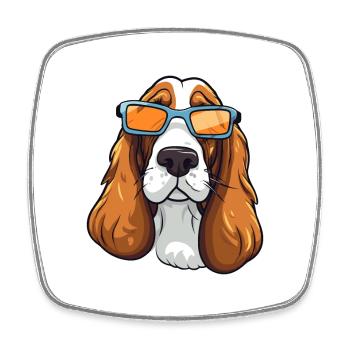 Basset Hund Rasse Aquarell Karikatur Kawaii G - Viereckiger Kühlschrankmagnet - Weiß - Vorne