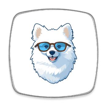 American Eskimo Dog Breed Watercolor Cartoon Kawai - Square fridge magnet - white - Front