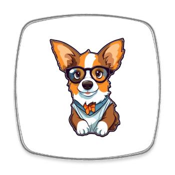 Strickjacke Welsh Corgi Hunderasse Aquarell Karikatur - Viereckiger Kühlschrankmagnet - Weiß - Vorne