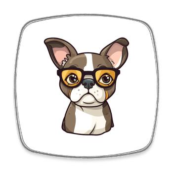 Boston Terrier Hunderasse Aquarell Karikatur Kawaii - Viereckiger Kühlschrankmagnet - Weiß - Vorne