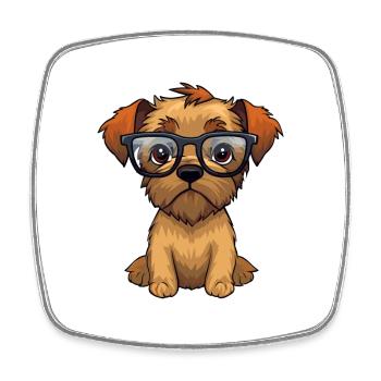 Border Terrier chien race aquarelle dessin animé Kawaii - Magnet carré - blanc - Devant