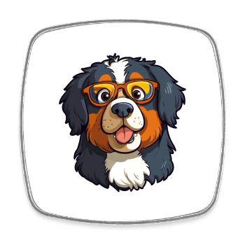 Bernese Mountain Dog Breed Watercolor Cartoon Kawa - Square fridge magnet - white - Front