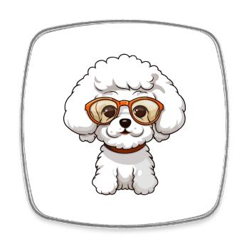Bichons Frise chien race aquarelle dessin animé Kawaii - Magnet carré - blanc - Devant