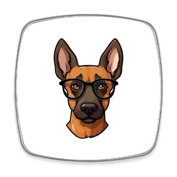 Belgian Malinois Dog Breed Watercolor Cartoon Kawa - Square fridge magnet - white - Front