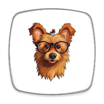 Australian Terrier Dog Breed Watercolor Cartoon Ka - Square fridge magnet - white - Front