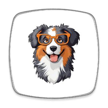 Berger australien chien race aquarelle dessin animé K - Magnet carré - blanc - Devant