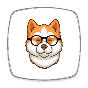 Akita Dog Breed Watercolor Cartoon Kawaii Glasses - Square fridge magnet - white - Front