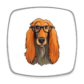 Chien de chasse afghan race Aquarelle dessin animé Kawaii G - Magnet carré - blanc - Devant