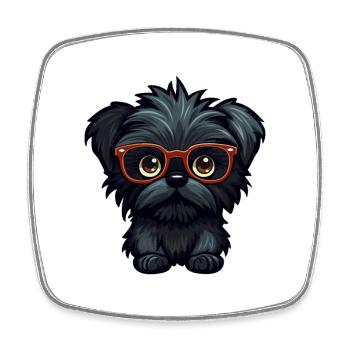 Affenpinscher Dog Breed Watercolor Cartoon Kawaii - Square fridge magnet - white - Front