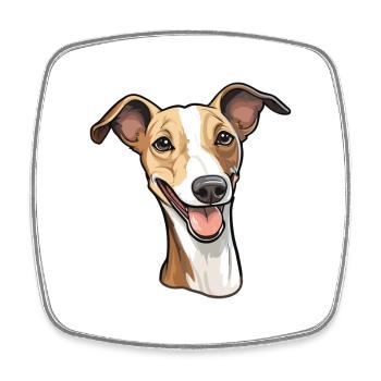 Whippet Dog Breed Watercolor Cartoon Kawaii Clipar - Square fridge magnet - white - Front