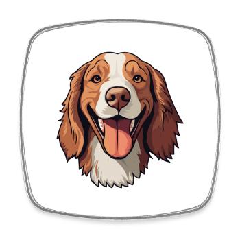 Welsh Springer Spaniel Dog Breed Watercolor Cartoo - Square fridge magnet - white - Front