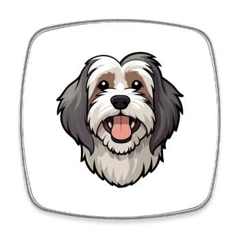 Tibet Terrier Hunderasse Aquarell Karikatur Kawai - Viereckiger Kühlschrankmagnet - Weiß - Vorne