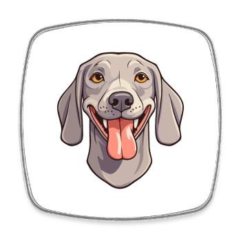 Braque de Weimar race de chien aquarelle dessin animé kawaii cli - Magnet carré - blanc - Devant