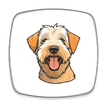 Doux enduit Wheaten Terrier chien race aquarelle C - Magnet carré - blanc - Devant